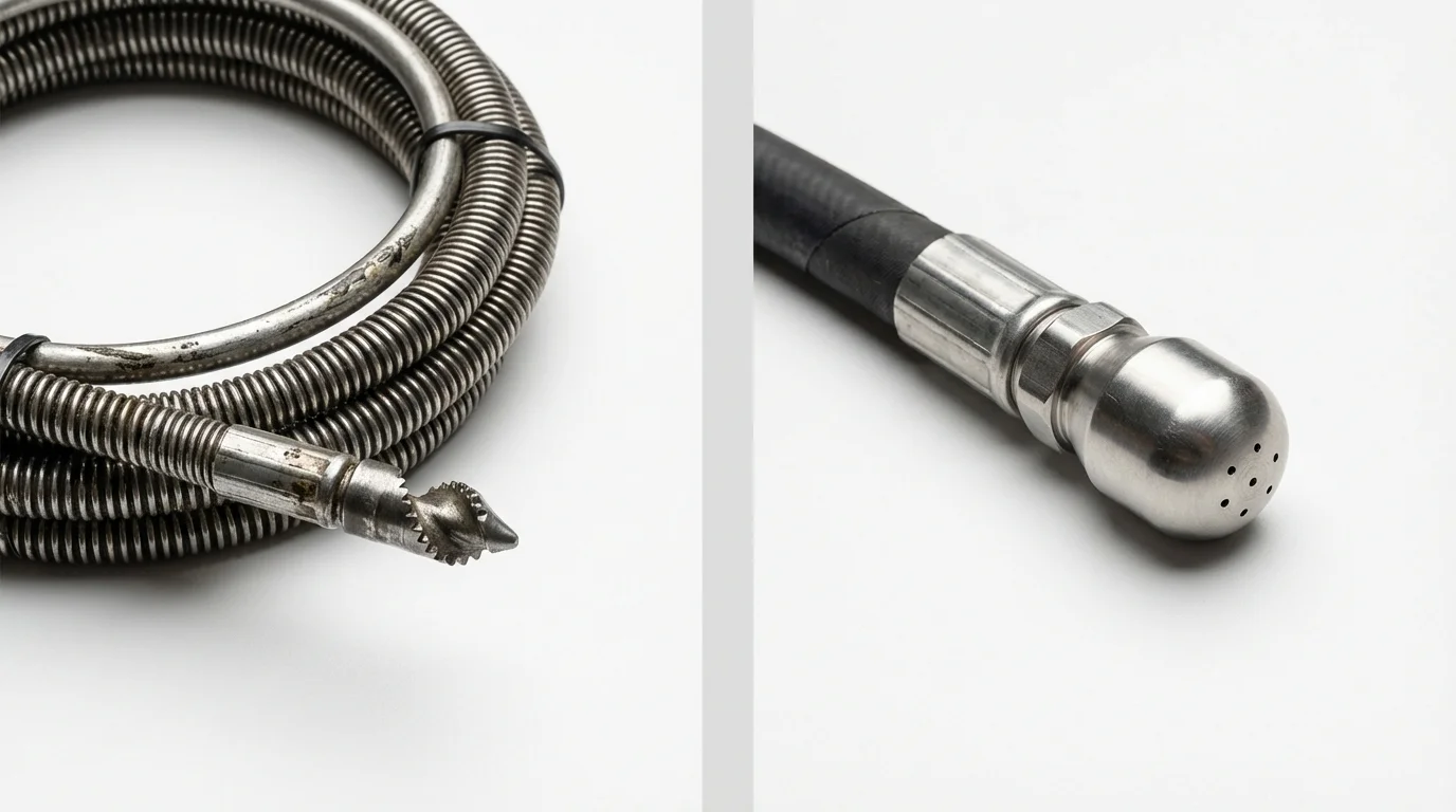 Drain snake cable and hydro jetting nozzle used for drain cleaning in Prescott, AZ