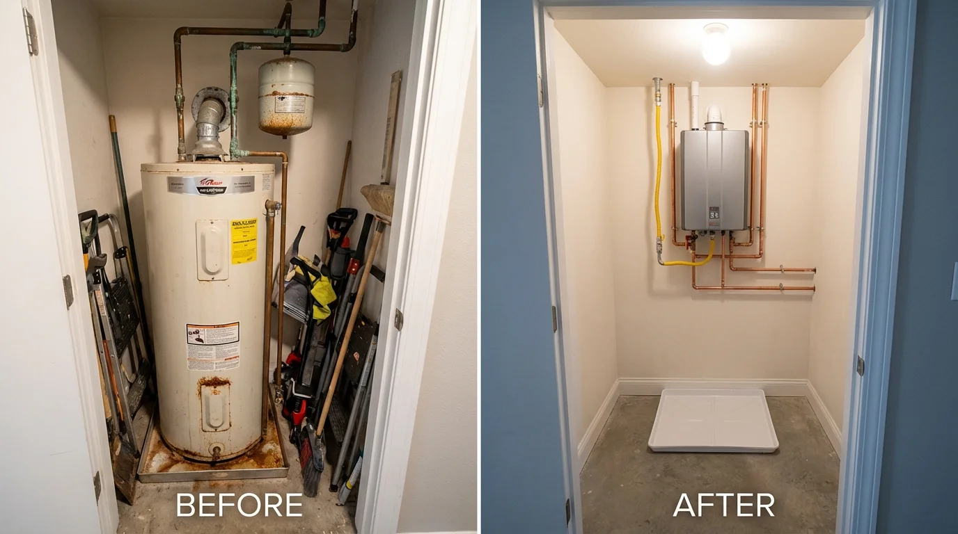 Tank water heater versus wall-mounted tankless unit comparison for Prescott, AZ homeowners