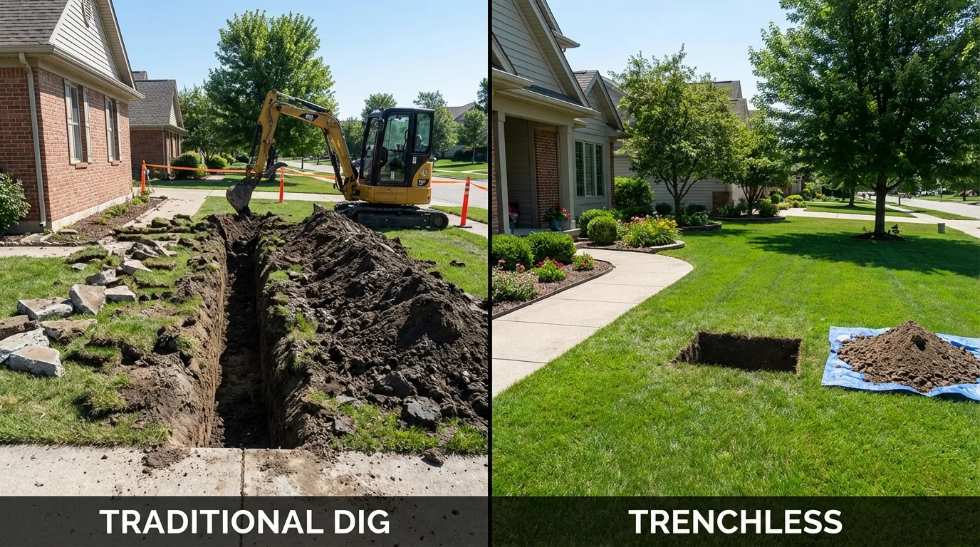 Trenchless sewer repair with minimal yard damage versus traditional excavation in Prescott, AZ
